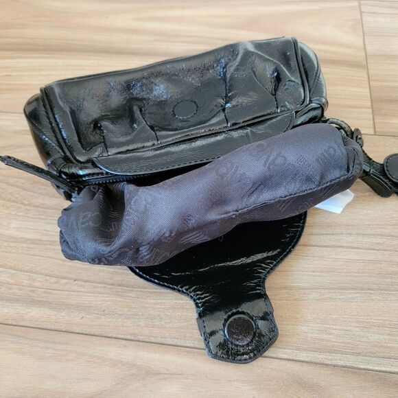 Just Cavalli Patent Leather Flap Dumpling Clutch Wristlet in Black - Picture 6 of 16